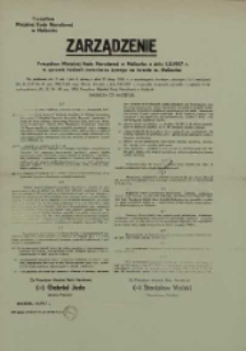 Zarządzenie Prezydium Miejskiej Rady Narodowej w Malborku z dnia 1.III.1957 r. w sprawie hodowli inwentarza żywego na terenie m. Malborka