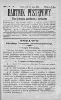 Bartnik Postępowy. Pismo poświęcone pszczelarstwu i ogrodnictwu 1875, Rok I, Nr 14