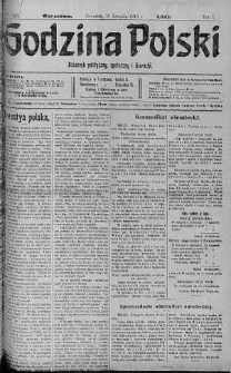 Godzina Polski : dziennik polityczny, społeczny i literacki 10 sierpień 1916 nr 221