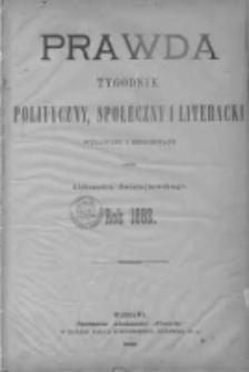 Prawda. Tygodnik polityczny, społeczny i literacki 1882, Nr 1