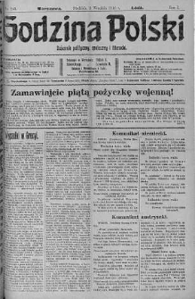 Godzina Polski : dziennik polityczny, społeczny i literacki 3 wrzesień 1916 nr 245