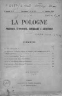 La Pologne : Politique, Economique, Litteraire et Artistique 1925 An. 6, Nr 1