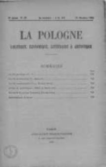 La Pologne : Politique, Economique, Litteraire et Artistique 1925 An. 6, Nr 20