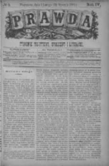 Prawda. Tygodnik polityczny, społeczny i literacki 1884, Nr 5