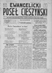 Ewangelicki Poseł Cieszyński : pismo poświęcone sprawon relig.- kościelnym, oświatowym i społecznym ewangelickiego ludu i Kościoła na Śląsku Cieszyńskim 1938, Rok LIV, Nr 1