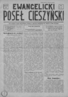 Ewangelicki Poseł Cieszyński : pismo poświęcone sprawon relig.- kościelnym, oświatowym i społecznym ewangelickiego ludu i Kościoła na Śląsku Cieszyńskim 1939, Rok LV, Nr 3