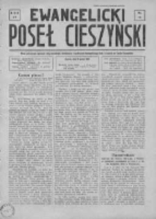 Ewangelicki Poseł Cieszyński : pismo poświęcone sprawon relig.- kościelnym, oświatowym i społecznym ewangelickiego ludu i Kościoła na Śląsku Cieszyńskim 1939, Rok LV, Nr 11