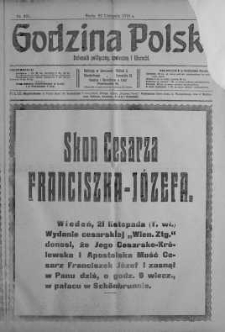 Godzina Polski : dziennik polityczny, społeczny i literacki 22 listopad 1916 nr 325