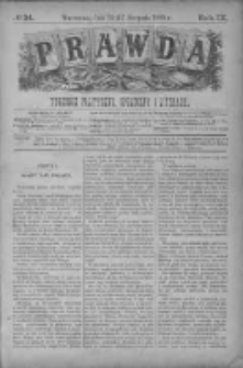Prawda. Tygodnik polityczny, społeczny i literacki 1889, Nr 34
