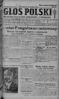 Głos Polski : dziennik polityczny, społeczny i literacki 24 sierpień 1926 nr 232