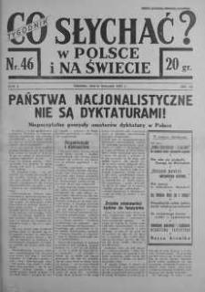Co słychać w Polsce i na Świecie 14 listopad 1937 nr 46