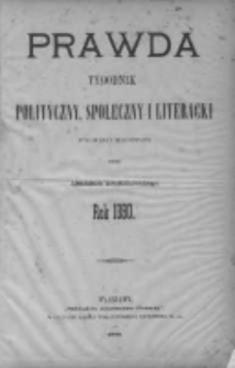 Prawda. Tygodnik polityczny, społeczny i literacki 1890, Nr 1
