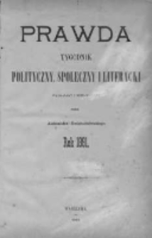 Prawda. Tygodnik polityczny, społeczny i literacki 1891, Nr 1