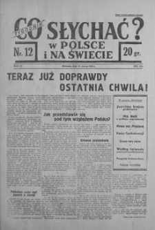 Co słychać w Polsce i na Świecie 19 marzec 1939 nr 12