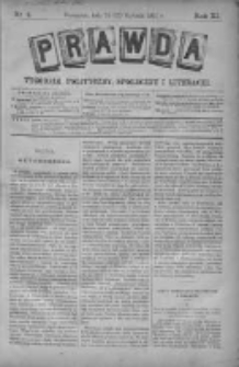 Prawda. Tygodnik polityczny, społeczny i literacki 1891, Nr 4