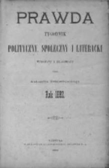 Prawda. Tygodnik polityczny, społeczny i literacki 1892, Nr 1