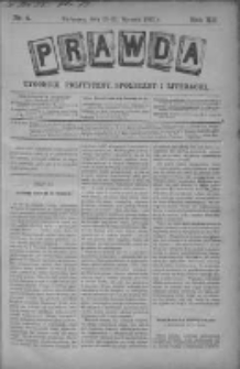 Prawda. Tygodnik polityczny, społeczny i literacki 1892, Nr 4