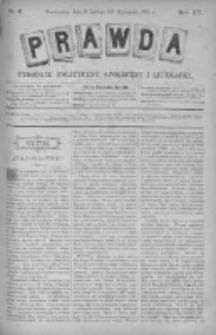 Prawda. Tygodnik polityczny, społeczny i literacki 1895, Nr 6