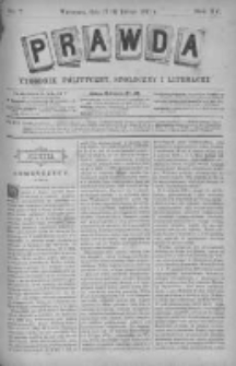 Prawda. Tygodnik polityczny, społeczny i literacki 1895, Nr 7