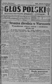 Głos Polski : dziennik polityczny, społeczny i literacki 23 wrzesień 1926 nr 262
