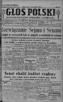 Głos Polski : dziennik polityczny, społeczny i literacki 29 wrzesień 1926 nr 268