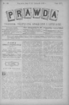 Prawda. Tygodnik polityczny, społeczny i literacki 1896, Nr 46