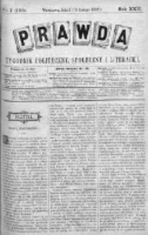 Prawda. Tygodnik polityczny, społeczny i literacki 1902, Nr 7