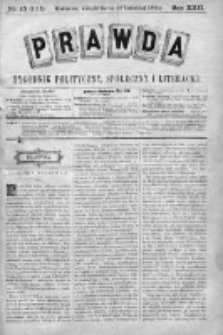 Prawda. Tygodnik polityczny, społeczny i literacki 1902, Nr 15