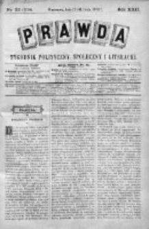 Prawda. Tygodnik polityczny, społeczny i literacki 1902, Nr 22