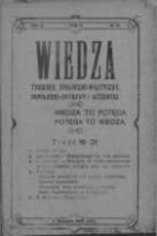 Wiedza. Tygodnik społeczno-polityczny, popularno-naukowy i literacki 1908, Rok II, Tom II, Nr 31
