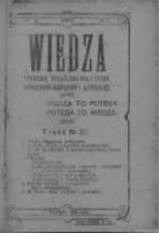 Wiedza. Tygodnik społeczno-polityczny, popularno-naukowy i literacki 1908, Rok II, Tom II, Nr 37