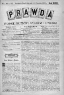 Prawda. Tygodnik polityczny, społeczny i literacki 1902, Nr 37