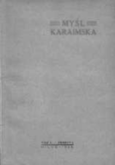 Myśl karaimska, 1929, Z. 1