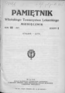 Pamiętnik Wileńskiego Towarzystwa Lekarskiego 1927, R. III, Z. 1, styczeń-luty
