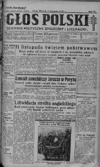 Głos Polski : dziennik polityczny, społeczny i literacki 9 listopad 1926 nr 308