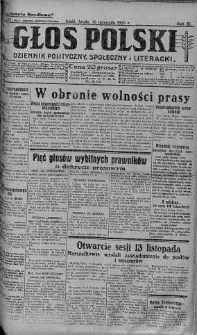Głos Polski : dziennik polityczny, społeczny i literacki 10 listopad 1926 nr 309