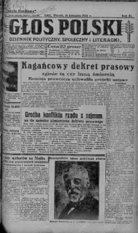 Głos Polski : dziennik polityczny, społeczny i literacki 16 listopad 1926 nr 315