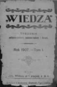 Wiedza. Tygodnik społeczno-polityczny, popularno-naukowy i literacki 1906/1907, R I - Spis rzeczy