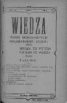 Wiedza. Tygodnik społeczno-polityczny, popularno-naukowy i literacki 1909, Rok III, Tom I, Nr 8