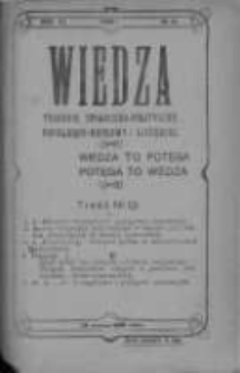 Wiedza. Tygodnik społeczno-polityczny, popularno-naukowy i literacki 1909, Rok III, Tom I, Nr 13