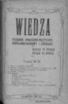 Wiedza. Tygodnik społeczno-polityczny, popularno-naukowy i literacki 1909, Rok III, Tom I, Nr 16