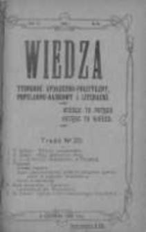Wiedza. Tygodnik społeczno-polityczny, popularno-naukowy i literacki 1909, Rok III, Tom I, Nr 23