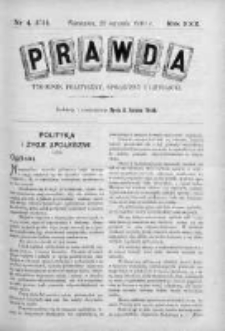 Prawda. Tygodnik polityczny, społeczny i literacki 1910, Nr 4