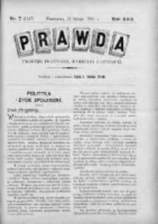 Prawda. Tygodnik polityczny, społeczny i literacki 1910, Nr 7