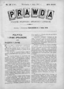 Prawda. Tygodnik polityczny, społeczny i literacki 1911, Nr 18