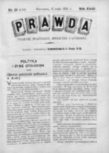 Prawda. Tygodnik polityczny, społeczny i literacki 1911, Nr 19