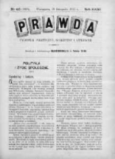 Prawda. Tygodnik polityczny, społeczny i literacki 1911, Nr 46
