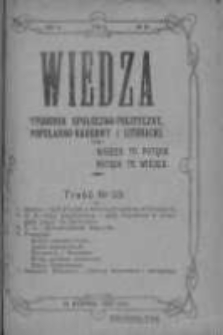 Wiedza. Tygodnik społeczno-polityczny, popularno-naukowy i literacki 1909, Rok III, Tom II, Nr 33