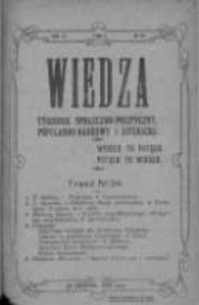 Wiedza. Tygodnik społeczno-polityczny, popularno-naukowy i literacki 1909, Rok III, Tom II, Nr 34