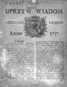 Uprzywilejowane Wiadomości z Cudzych Krajów 1737, Nr 1